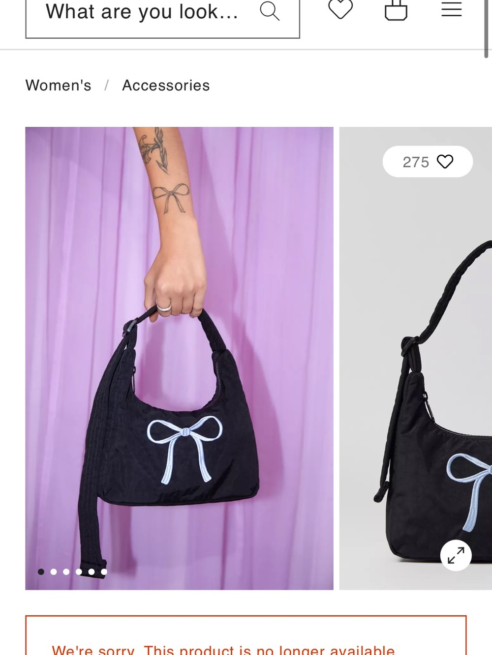 BAGGU UO Exclusive Embroidered Bow Mini Nylon shoulder bag